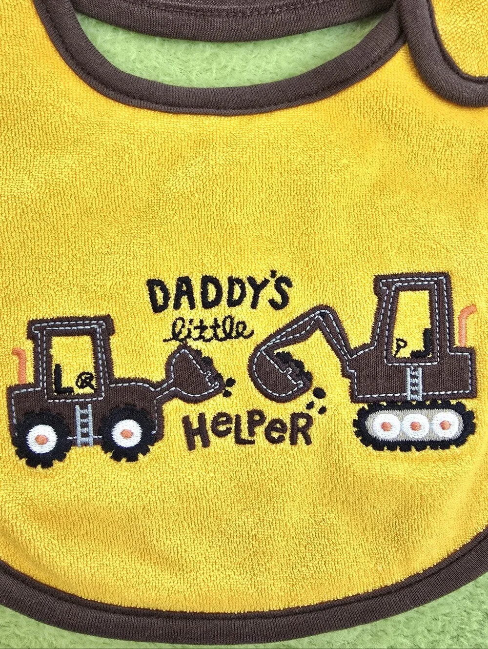 NWT Baby BOYS DADDY'S little HeLPeR BIB CARTERS TERRY -GOLD & BROWN TRACTORS (9)